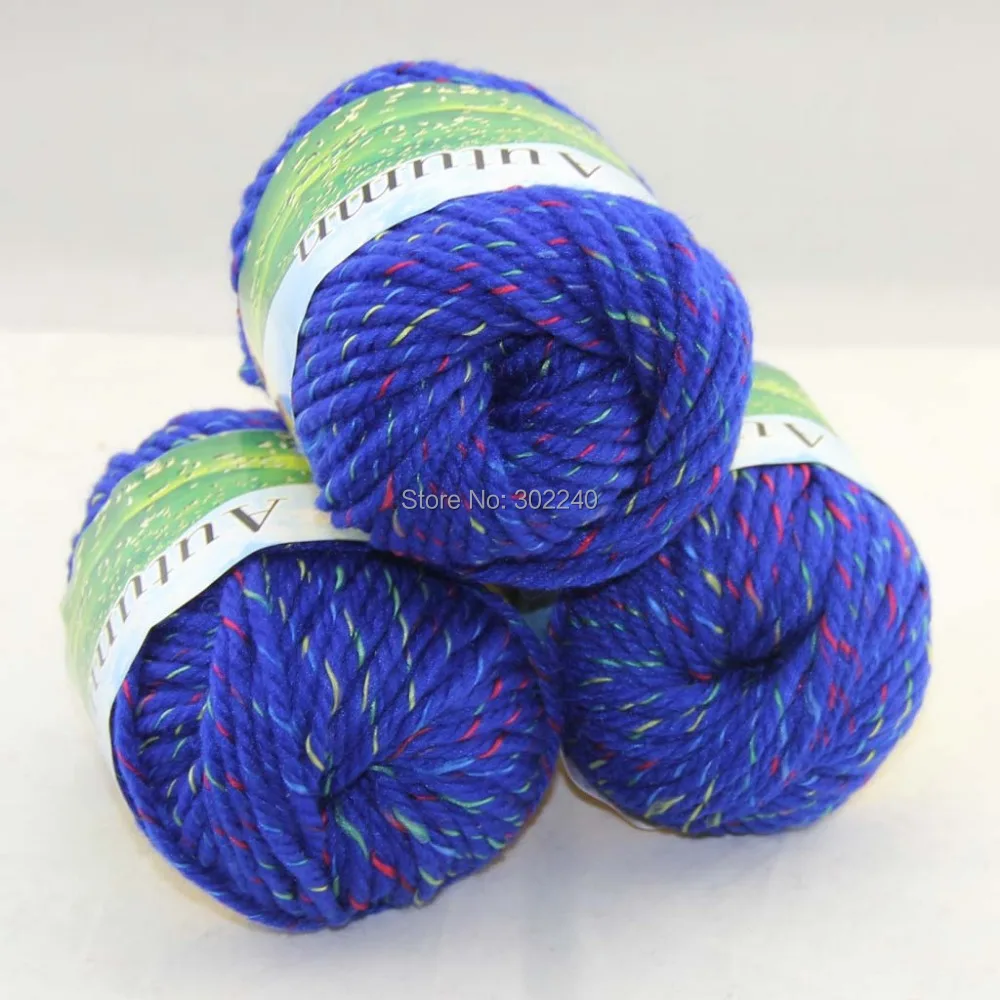 LOT of 3 BallsX50g Chunky Hand woven Coarse Knitting Yarn Rainbow Royal
