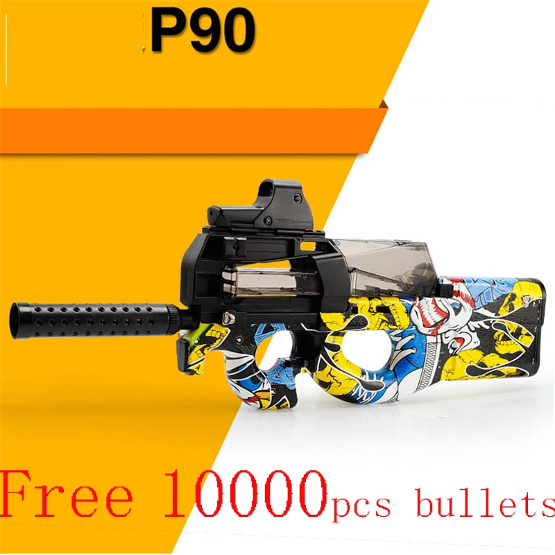 Free 10000pcs Bullets P90 Gun Water Bullets Toy Gun Bullets Suit for Nerf Gun Toy P90 Airsoft Gun Pistol Air Ball Bullet Gun Toy