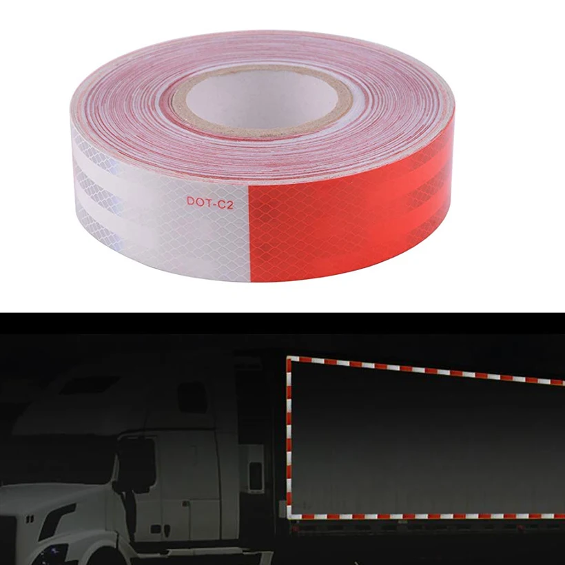 5 см X 50 м красный и белый-DOT-C2 Conspiciuity лента-рекламный ролик авто/грузовик/прицеп/лодка