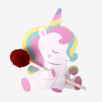 

50pcs unicorn Kids Birthday Card DIY Gift Decorations Paper Cards Cute reward and Message Card Lollipop Cards Party Supplies