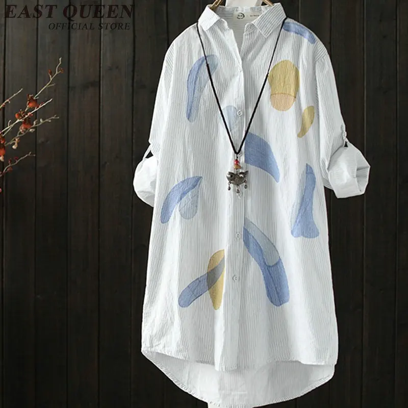 Women blouses summer 2018 turn down collar blouse and shirt women cotton shirt women's tops elegant woman overshirt KK946 HQ