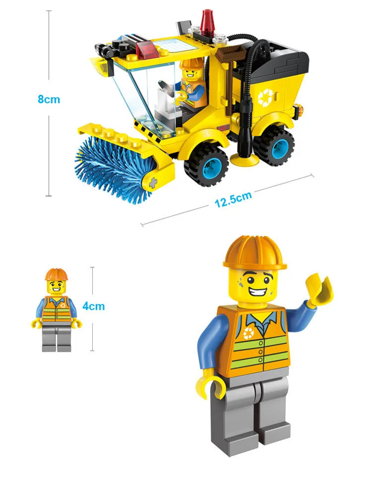4 Type Civilized City Sweeper Legoings Assembled Model Building Blocks Toys Kit DIY Educational Children Birthday Gifts 102pcs 4 Type Civilized City Sweeper Legoings Assembled Model Building Blocks Toys Kit DIY Educational Children Birthday Gifts 102pcs