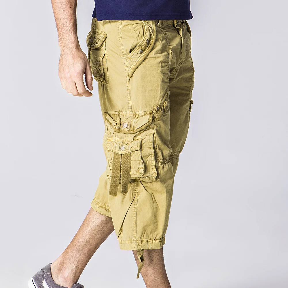 

male loose multi-pocket overalls casual capris men's shorts free shipping