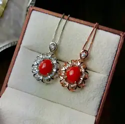 Shilovem стерлингового серебра 925 натуральный красный коралл Подвески fine Jewelry женщин Модный свадебный подарок новый yhz070966agtsh