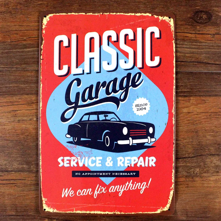 SP QC 149 tienda signos "clásico servicio de garaje" Metal vintage Tin