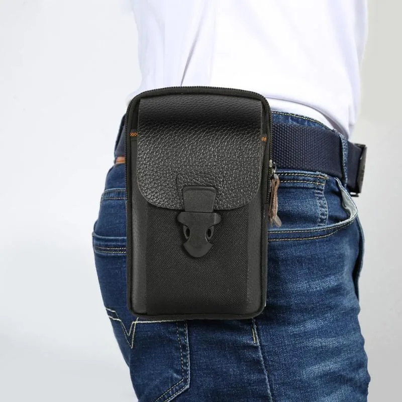 

Men Fanny Pack For Mobile Phone Male PU Leather Zipper Coin Purse Card Holder Bags Casual Waist Pack Man Bag Purse Lover's Gift