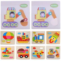 Детей деревянная игрушка мультфильм Животные 3D Головоломки развивающие интеллектуальной игрушки