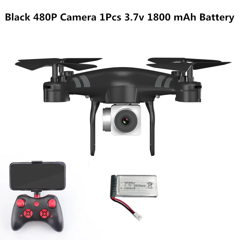 Black 480P 1 battery 1080P HD adjustable Camera Drone Automatic fixed Height One-button Return Quadcopter flight 20minu 3D Flips RC Helicopter Drones - Цвет: Black 480P 1 battery