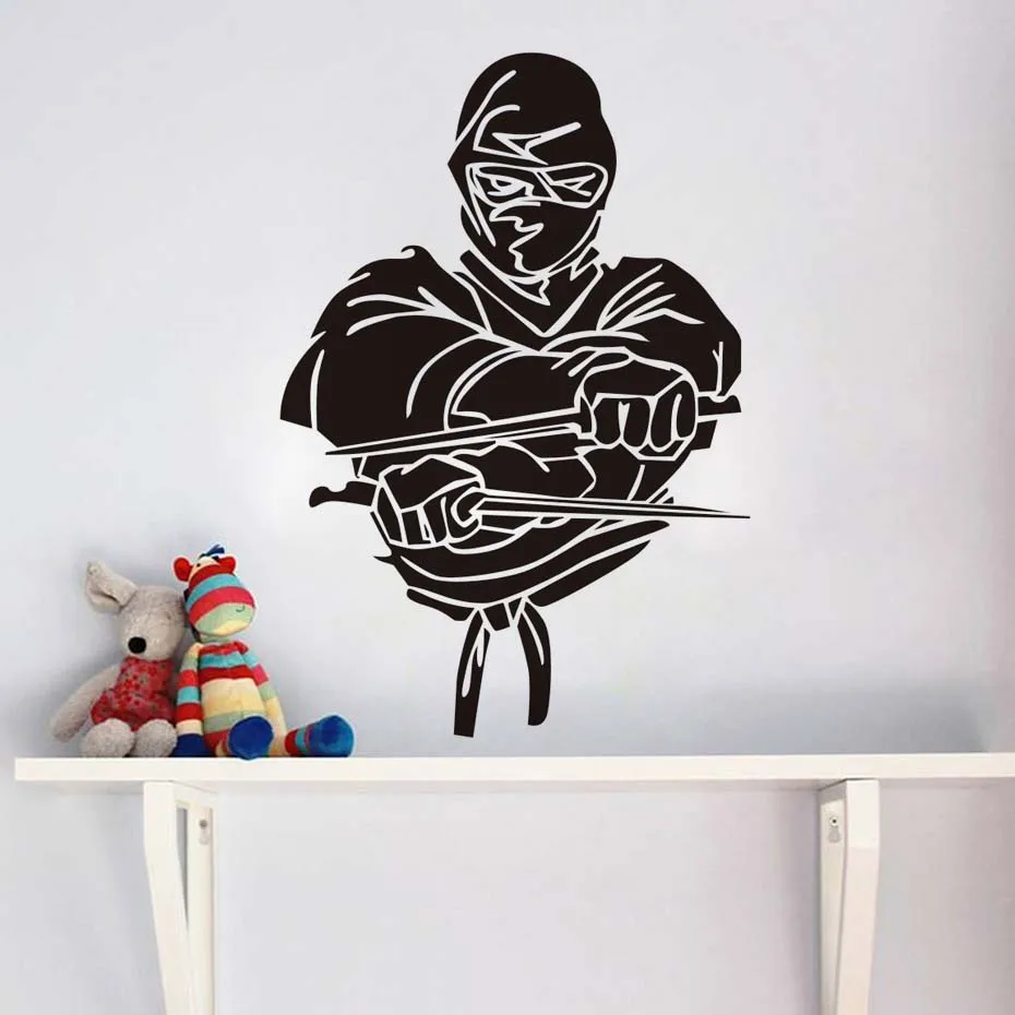 Наклейка на стену Fighter Ninja винил искусство дизайн самоклеящиеся наклейки съемное