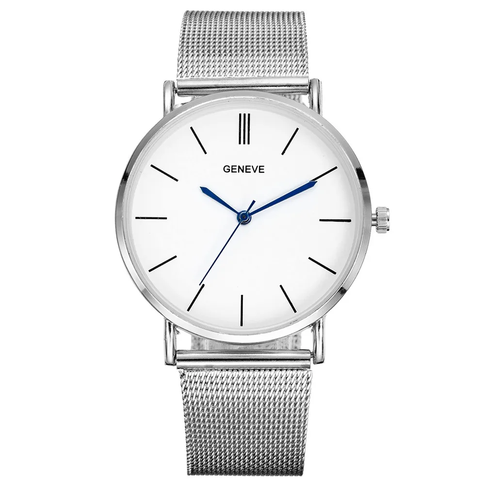 Мужские Роскошные часы GENEVE Montre Homme простые из нержавеющей стали 2019 Классические