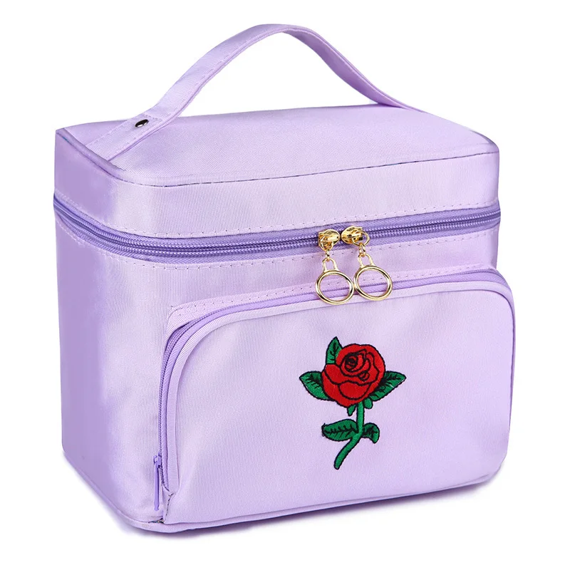 Purple Flowers Не пропустите, женская косметичка, высокое качество, косметичка для путешествий, органайзер, косметичка, вместительная сумка для туалетных принадлежностей, футляры, Прямая поставка - Цвет: Purple Flowers