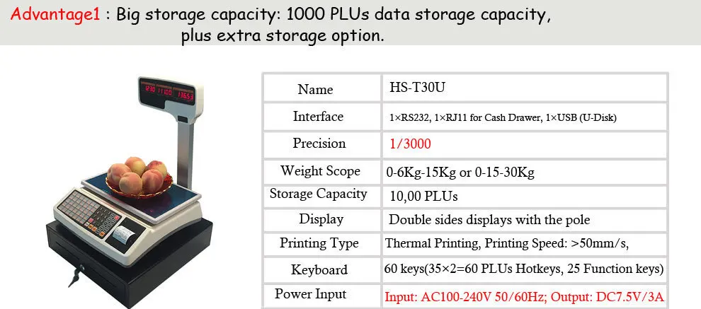 Весом scale1000 плюс поддержка термопечать получения с RJ11 порт денежный ящик вместе специально для POS Регистрация системы