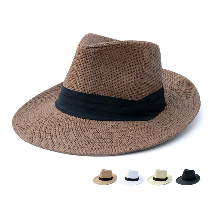 Buy Classic Male Fedora Straw Hat UV Protection Summer
