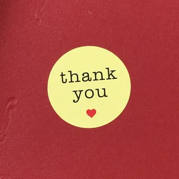 

3cm Yellow&White Color Paper Love"Thank you" Gifts Stickers Label Self-Adhesive Labels Sealing For tips/box/jewelry/bag
