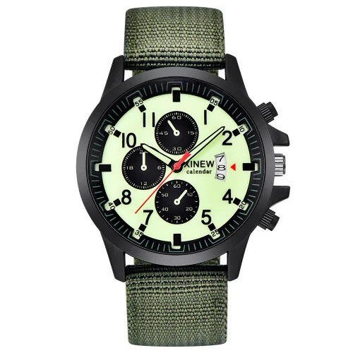 Reloj Hombre XINEW мужские часы, светящиеся спортивные наручные часы, мужские Модные нейлоновые военные часы, часы с календарем, Relogio Masculino - Цвет: green 2