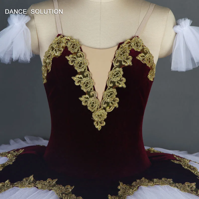 Темно-красные бархатные Профессиональный Балетный костюм плиссированная фатиновая пачка для девочек выступление конкурс платья 11 размеров BLL062