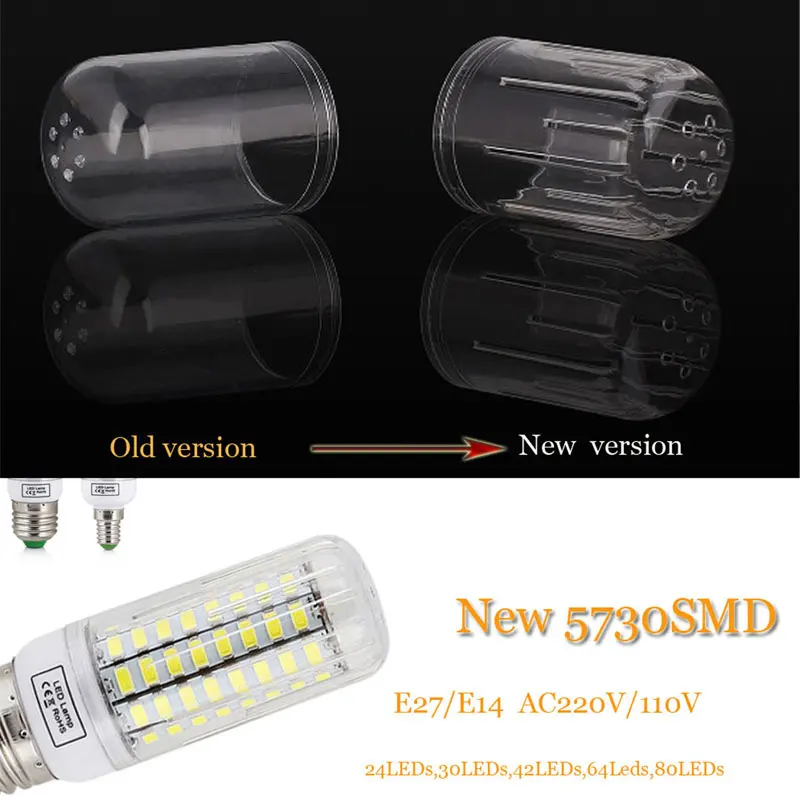 E27 E14 светодиодный светильник 5730 SMD лампы &quotКукуруза&quot 220V 24 30 42 64 80 s 7 Вт 12 15 20 25