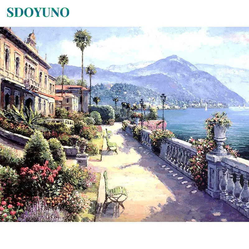 

SDOYUNO 60x75cm Painting By Numbers Nature Landscape on canvas acrylic Paint By Number Canvas Painting Kits Home Decor Wall Art