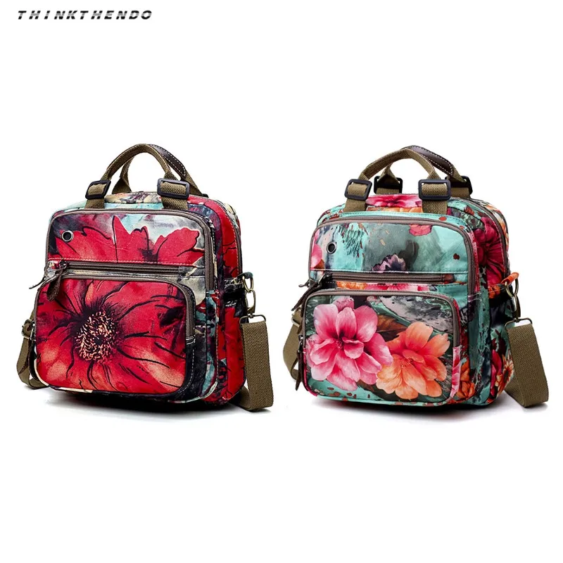 

THINKTHENDO Fashion Women Floral Diaper Bag Cute Mommy Backpack Lady Female Multifunction Shoulder Crossbody Baby Bags New 2018