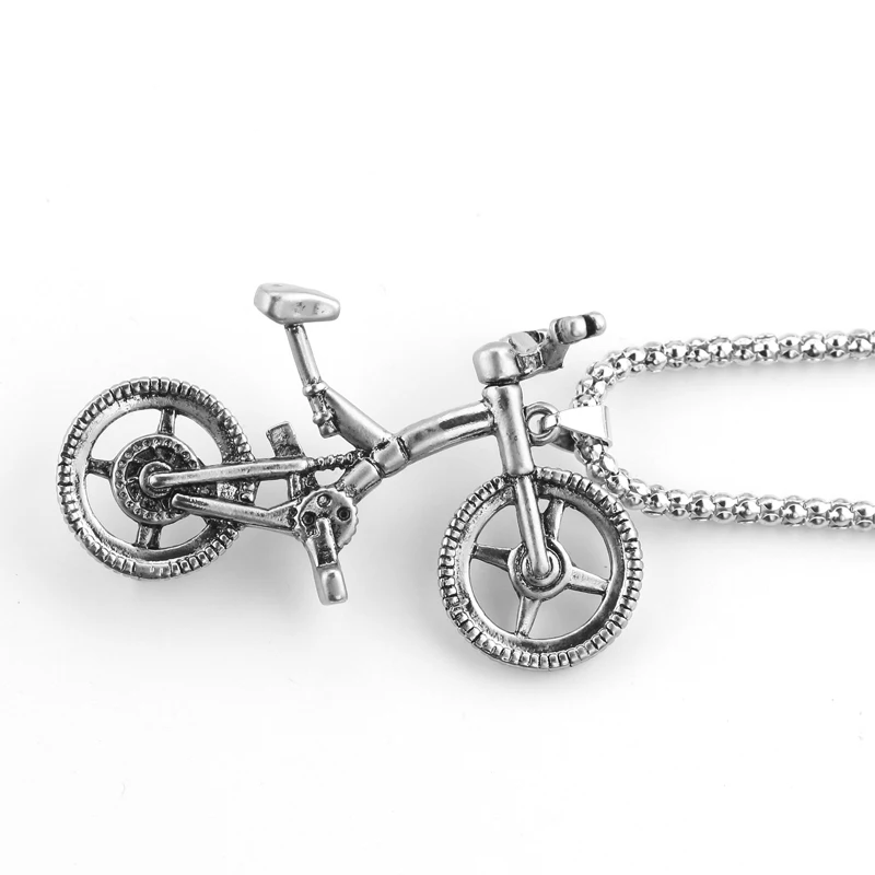 

Sporty Jewelry Unisex Bike Alloy Pendant Necklaces Retro Fashion Metal Bicycle Necklace Long Chain Jewelry Gift For Man Woman