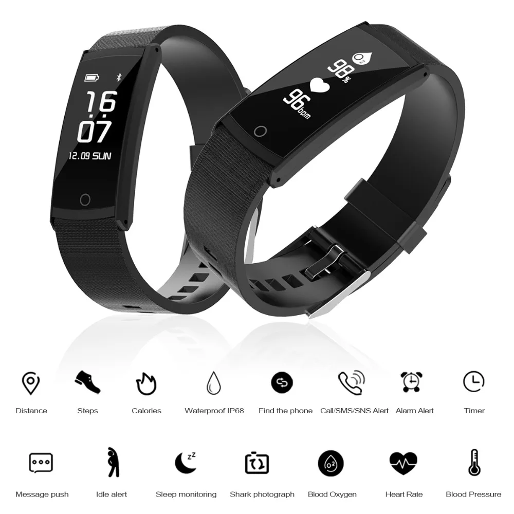 E EDC Smart Bracelet S6 Blood Pressure Heart Rate Monitor Bluetooth