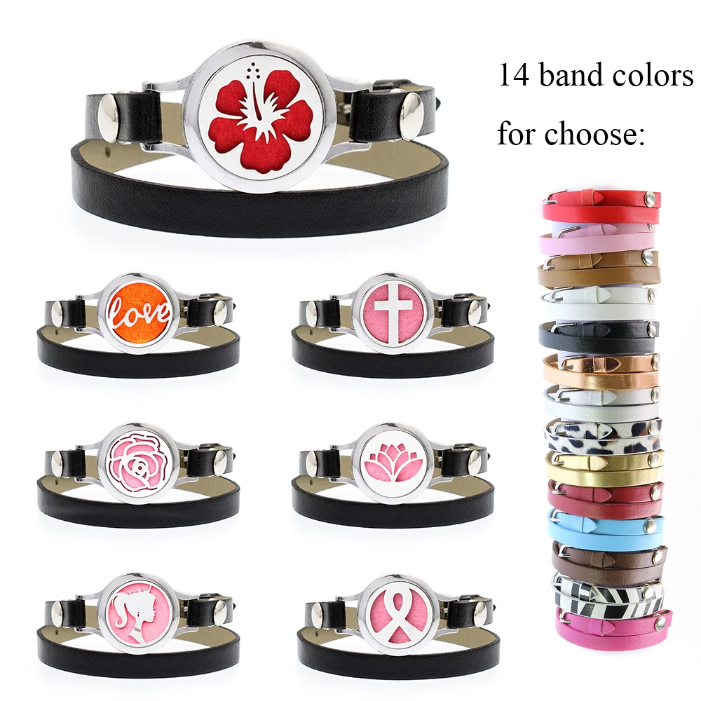 

BINSONG 25mm twisted Cross Aroma Essential Oil Locket Perfume Diffuser Bracelet double circle Leather Wristband 10p free pads