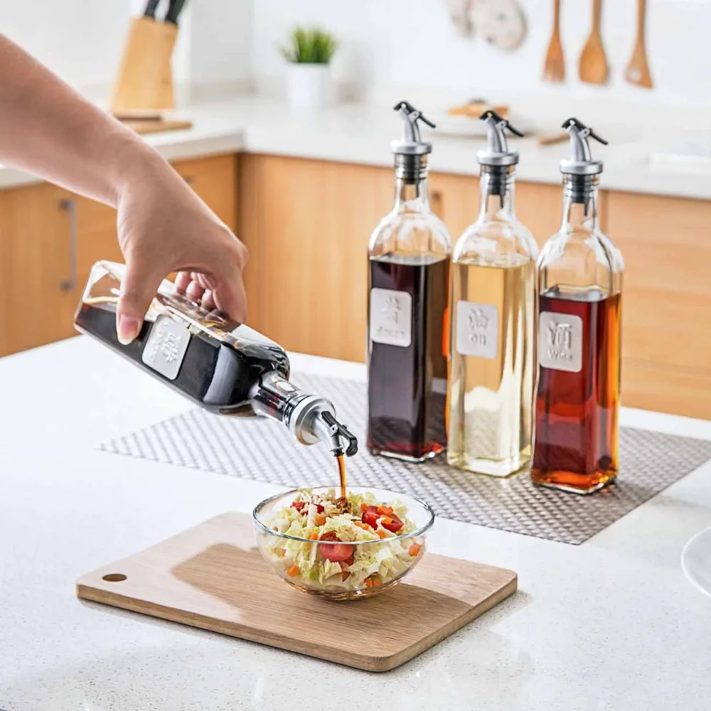 

500ML Lead-free Environmental Protection Glass Oil Can Kitchen Leak-proof Lecythus Vinegar Pot Soy Sauce Can Cooking Wine Bottle