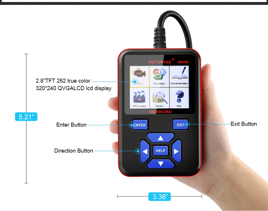 Autophix OM580 OBD2 Автомобильный сканер для двигателя улавливания топливных паров(EVAP) OBD 2 код ридер мульти-Язык OBDII Автомобильный сканер для диагностики инструменты