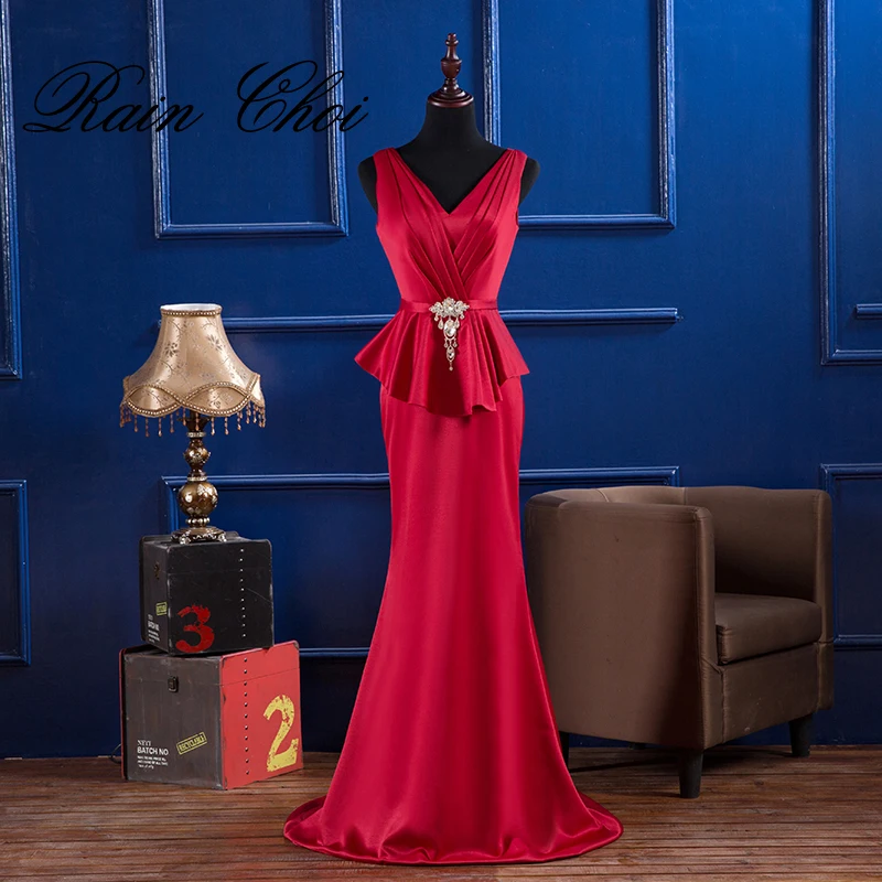 Mermaid Evening Dresses Women V neck Sleeveless Elegant