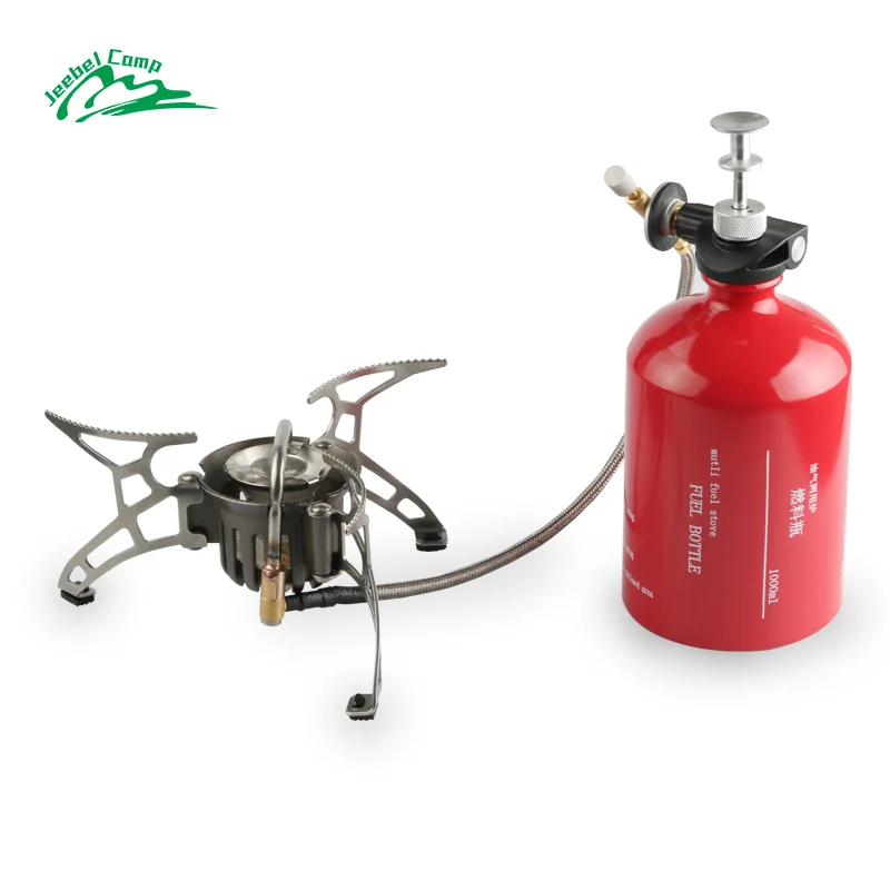  Jeebel Non-preheating Gasoline Gas Stove Set 1000ml Big capacity Bottle Outdoor Hiking Camping port