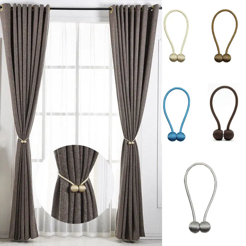 HCY 1Pair Home Decorative Alloy Round Magnetic Curtain Tieback Curtain Buckle Living Room Curtain Holder Grey 