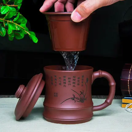 

New Arrival Yixing Zisha Cup Liner Filter All Handmade Tea Cups Set Of Ceramic Home Kung Fu Purple Clay Teacup Customization