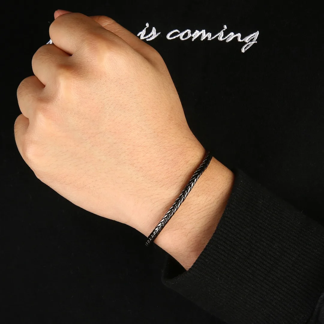 3 Colors Hip Hop Punk Foxtail Chain Wristband For Men Jewelry Punk Statement Female Link Charm Bracelet Bangle pulseira feminina