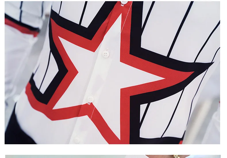 YC086* male star printed stripe men long sleeve shirt stylist KTV night club shirt overalls P55