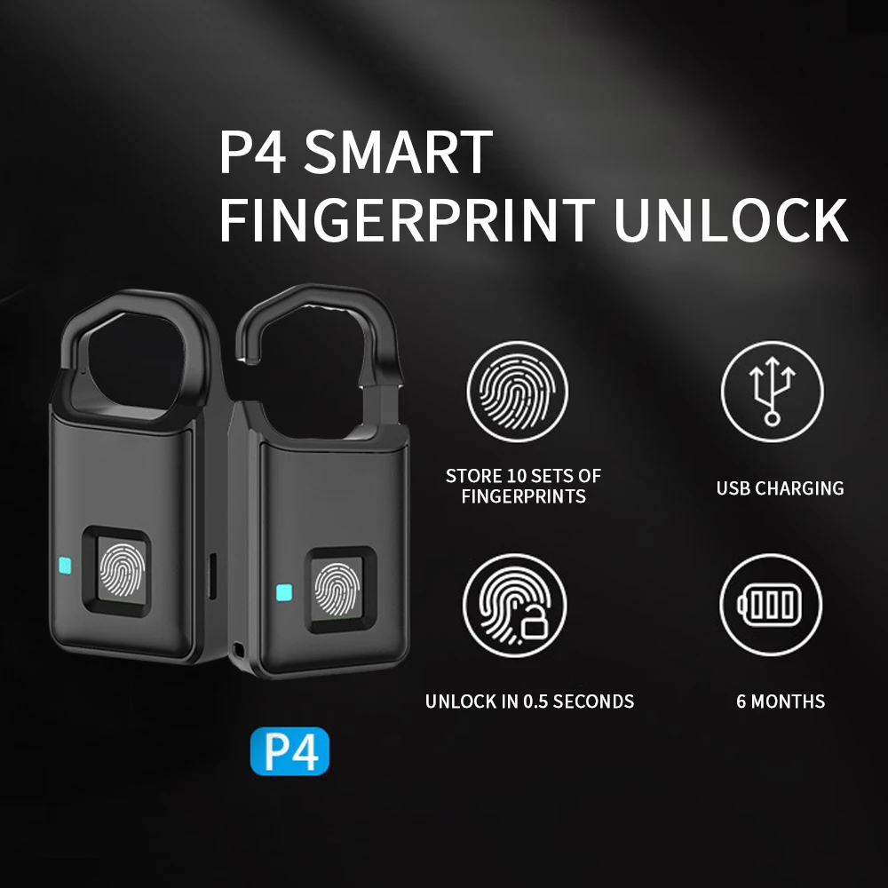 USB Перезаряжаемые P4 Smart аксессуары для замка ключа отпечатков пальцев блокировка противоугонные замок безопасности двери Чемодан замок