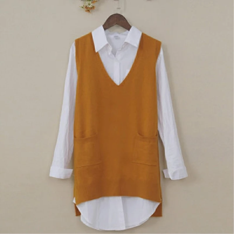 Women Spring Autumn Cashmere Wool Knitted Vests Both Sides