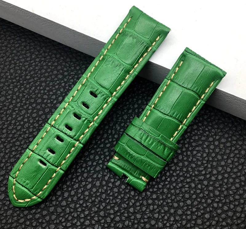 Luxury Genuine leather 22mm 24mm 26mm Green Watchband For Panerai strap PAM111 for big Pilot Sport Watch band Wristband buckle