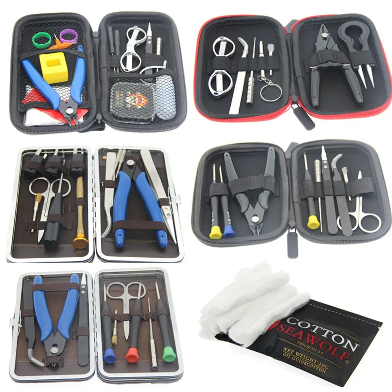 

Upgrade Mini Vape DIY Tool Bag VAPE Cotton Tweezers Pliers Wire Heaters Kit Coil Jig Winding for Packing E-Cigarette Accessories