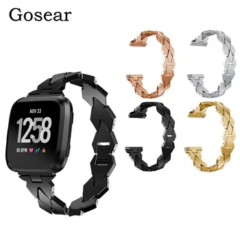 

Gosear Stainless Steel Wristband Strap Bands Bracelet Watchbands Replacement for Fitbit Fit bit Versa Smart Watch Accessories