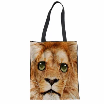 

NoisyDesigns 3D Lion Print Women Shopping bags Large Eco Crossbody Foldable Shopping Bag Reusable School Bag Designer Tote Bags
