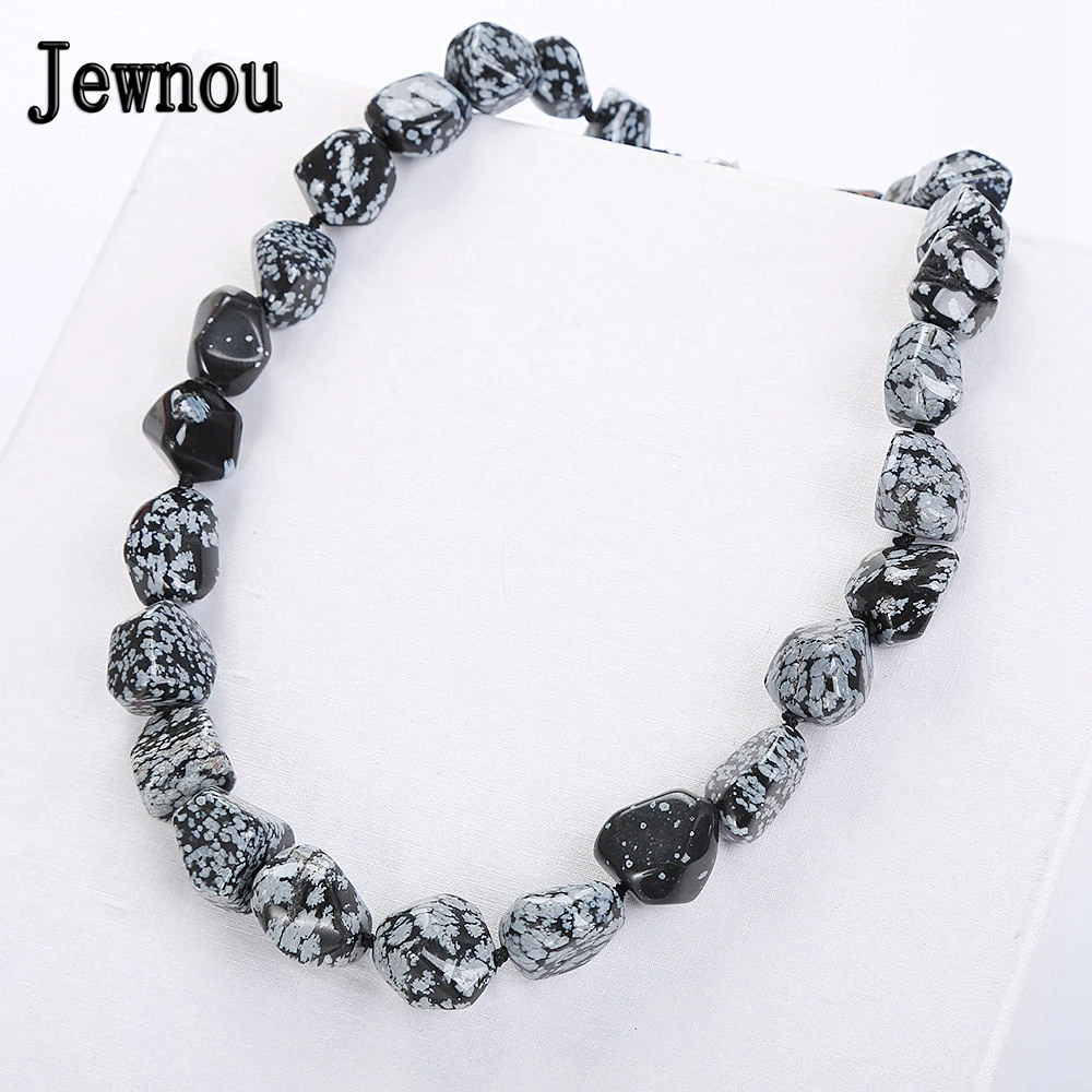 

Jewnou Alabaster Necklace Statement Crystal Irregular Accessories Temperament Reiki Woman Choker Natural Gemstone Accessories