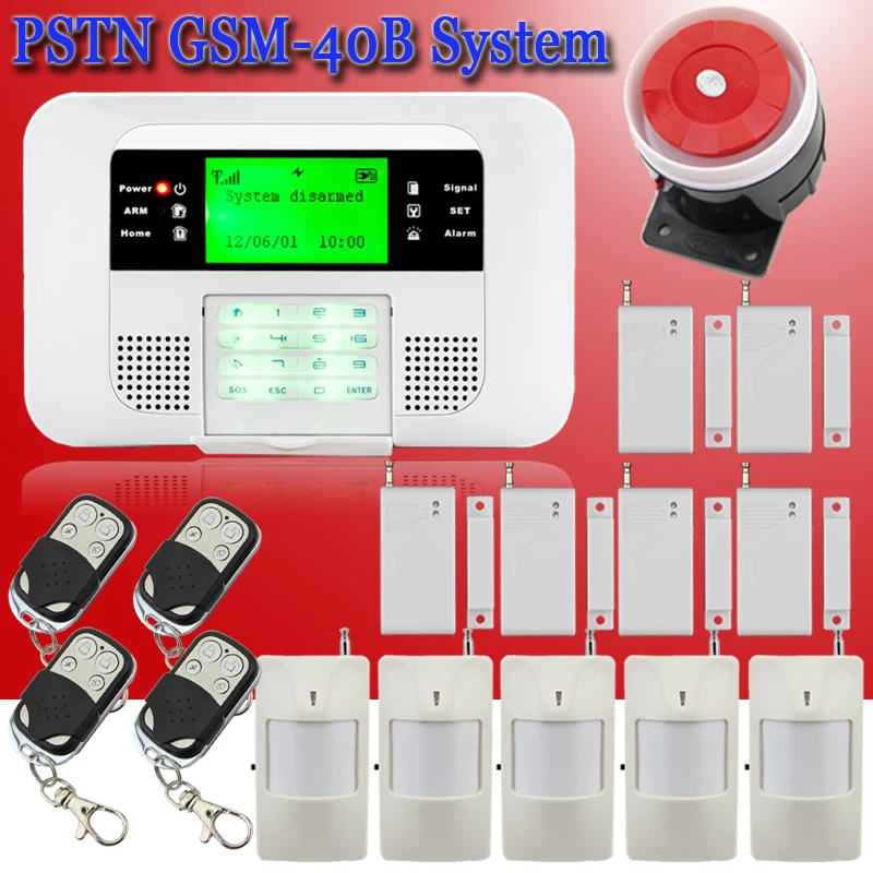

433MHZ Home Wireless GSM/PSTN Dual Alarm System Home Security Alarm System with LCD Sensor Alarm, Free Shipping!!