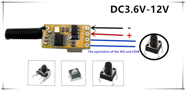 Бренд Anntem DC3.7V 4,5 V 5V 6V 7,4 V 9V 12V RF переключатель дистанционного управления реле 1CH мини беспроводной переключатель управления широкое рабочее напряжение