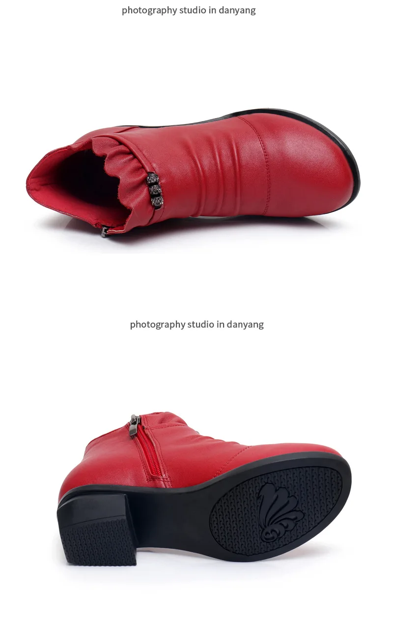 GKTINOO/Модные женские ботинки; осенние ботинки; ботильоны из натуральной кожи; коллекция года; зимняя женская обувь с теплым мехом и плюшем; большой размер 43