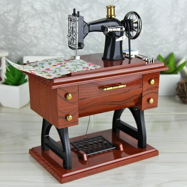 Imitation Wood Vintage And Retro Standing Sewing Machine Music Box Simple Sewing Machine Music Box Imitation Wood Vintage And Retro Standing Sewing Machine Music Box Simple Sewing Machine Music Box