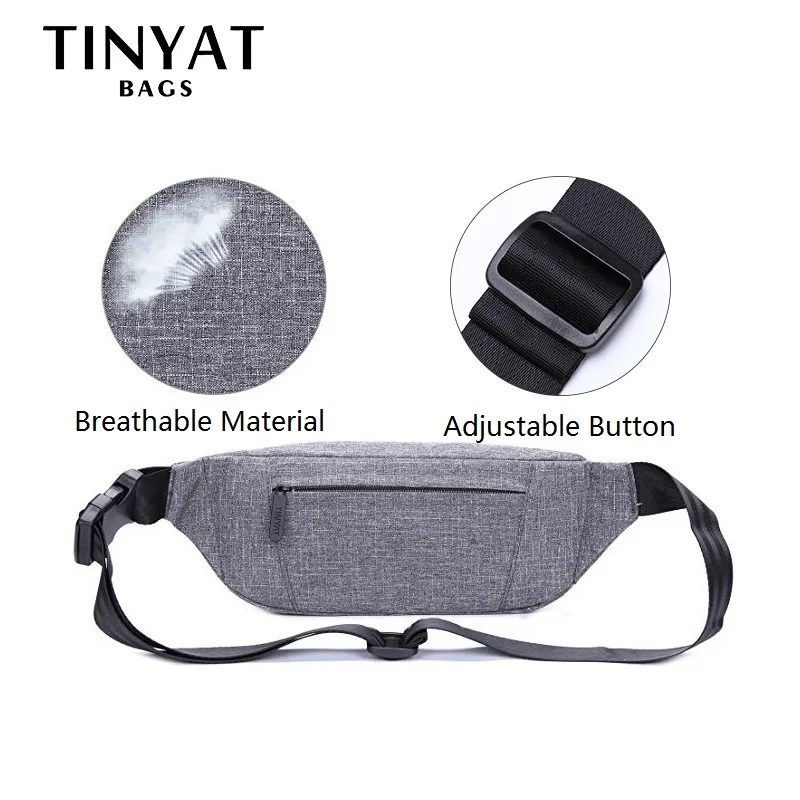 Мужская поясная сумка TINYAT повседневная функциональная ёмкостное отделение под