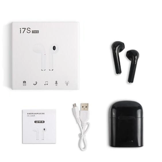 Black has a box I7s Tws Bluetooth наушники, мини беспроводные наушники, спортивные наушники с громкой связью, беспроводная гарнитура с зарядным устройством для телефона xiaomi - Цвет: Black has a box