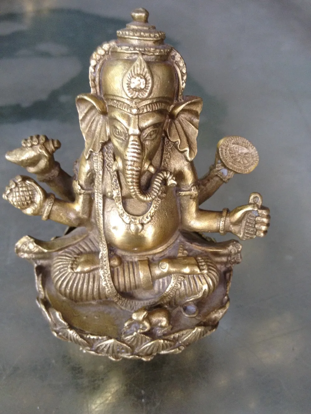 Ancient Chinese sculpture copper pair of feng shui Four hand elephant