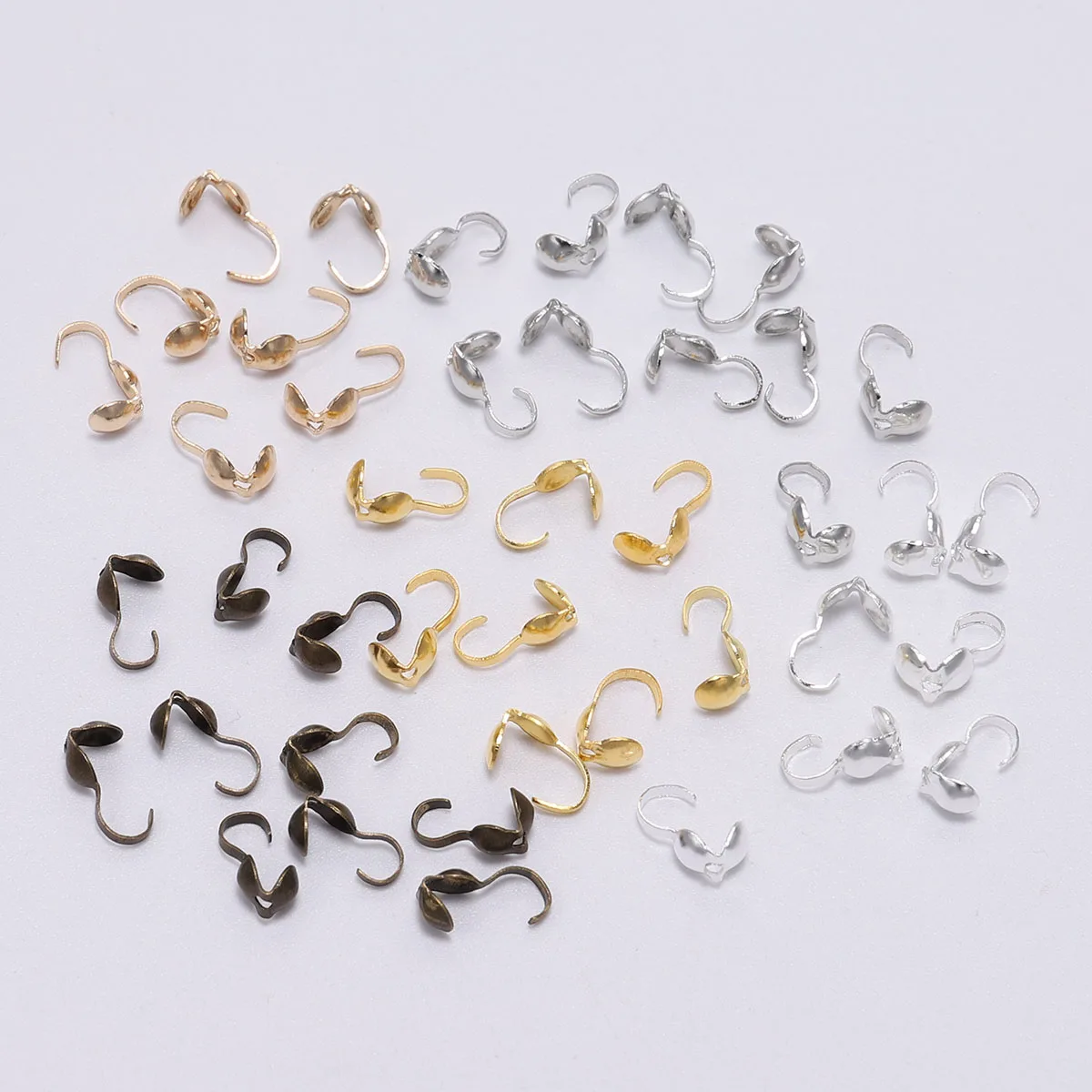 200pcs 4x2.8mm Sliver Metal Cord End Caps Clasps Crimp DIY Jewelry Makings