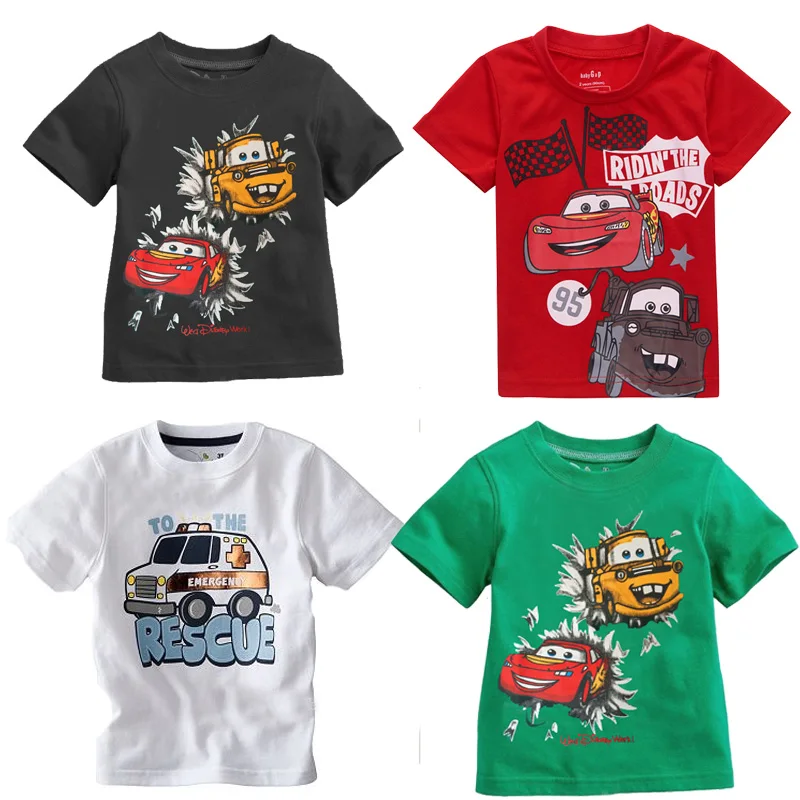 2016 kids t-shirt car cartoon pattern short sleeve boys tshirt girls tees tops lovely children clothes five color | Детская одежда и